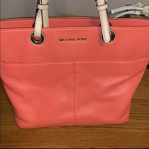 Michael Kors leather bedford tote Coral